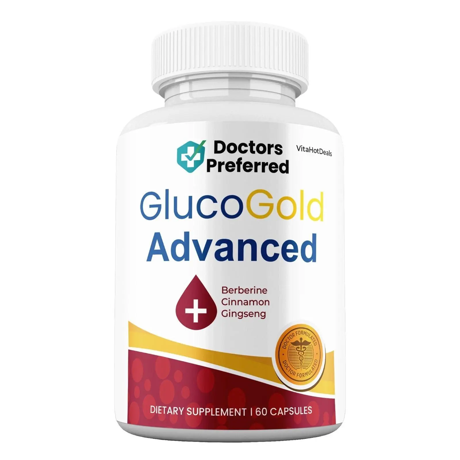 Gluco Gold Advanced Capsules - Max Strength GlucoGold Supplement (1 Pack) with Berberine Mix, Botanical Extracts, Natural Sources, Prop 65 Safe, Immunity-Supporting Vitamin Wellness Supplement