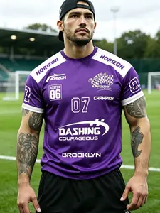 Retro Purple Men's Sports Jersey | Raglan Sleeve Muscle Fit Athletic Shirt | Versatile for Gym, Street Style, Hiking & Daily Outfits – Trendy Multi-Way Look Streetwear