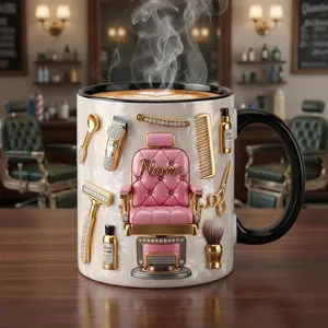 Hairstylist Mug Personalized Salon Owner Coffee Cup 2D Printed 3D Effect with Faux 3D Design for Hair Stylist Women Men Birthday Mother’s Day Christmas Gift Idea Coffee mugs, ceramic mugs, custom mugs, personalized mugs, printed mugs, gift mugs