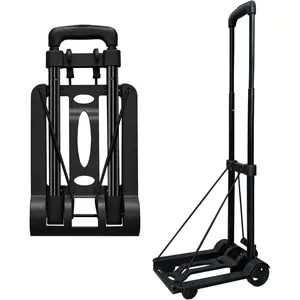 Folding Hand  Lightweight Portable Cart, 2 Wheels Fold Up Hand Cart with Elastic Ropes,Compact Utility Cart with 40kg/90lbs Heavy Duty 2 Wheels for Moving Travel Shopping Office Luggage Use