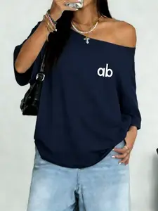 Women's Boho Casual Elegant Loose One Shoulder Long Sleeve Top, Fashion Print, Comfortable Soft Breathable Fabric, Perfect for Summer Outdoor Shopping