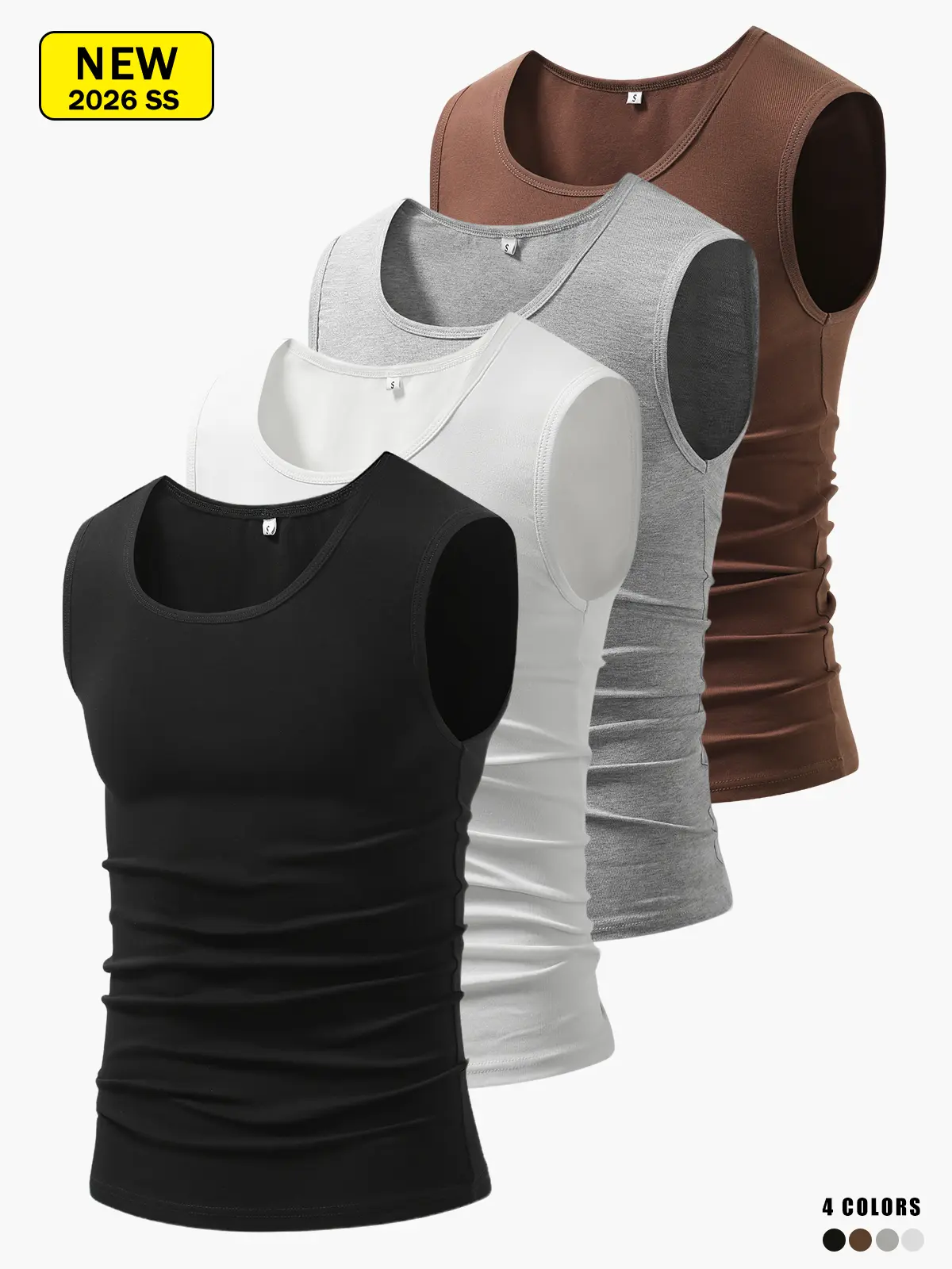 Men’s summer sleeveless sports tank top with cotton blend, high elasticity, moisture-wicking and breathable, wrinkle-resistant and comfortable