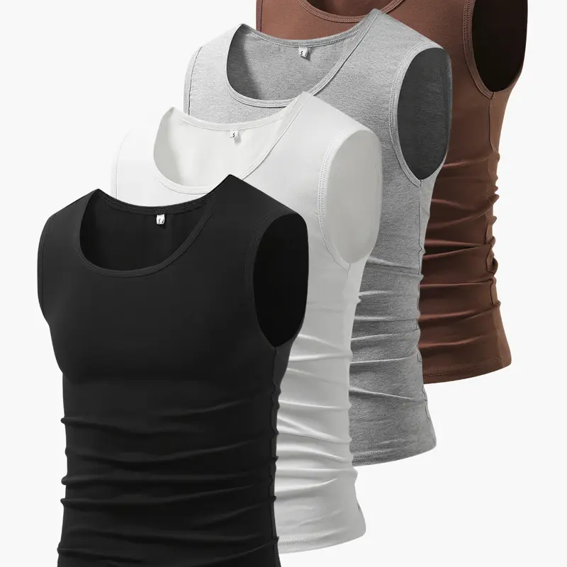 Men’s summer sleeveless sports tank top with cotton blend, high elasticity, moisture-wicking and breathable, wrinkle-resistant and comfortable