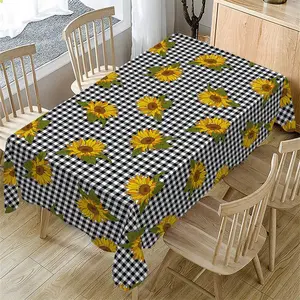 Rectangular Tablecloth with Sunflower Floral Pattern, Indoor and Outdoor Use, Picnic Table Cover, Kitchen Dining Room Decor, Holiday Wedding Party Restaurant Camping Picnic Dinner Decoration