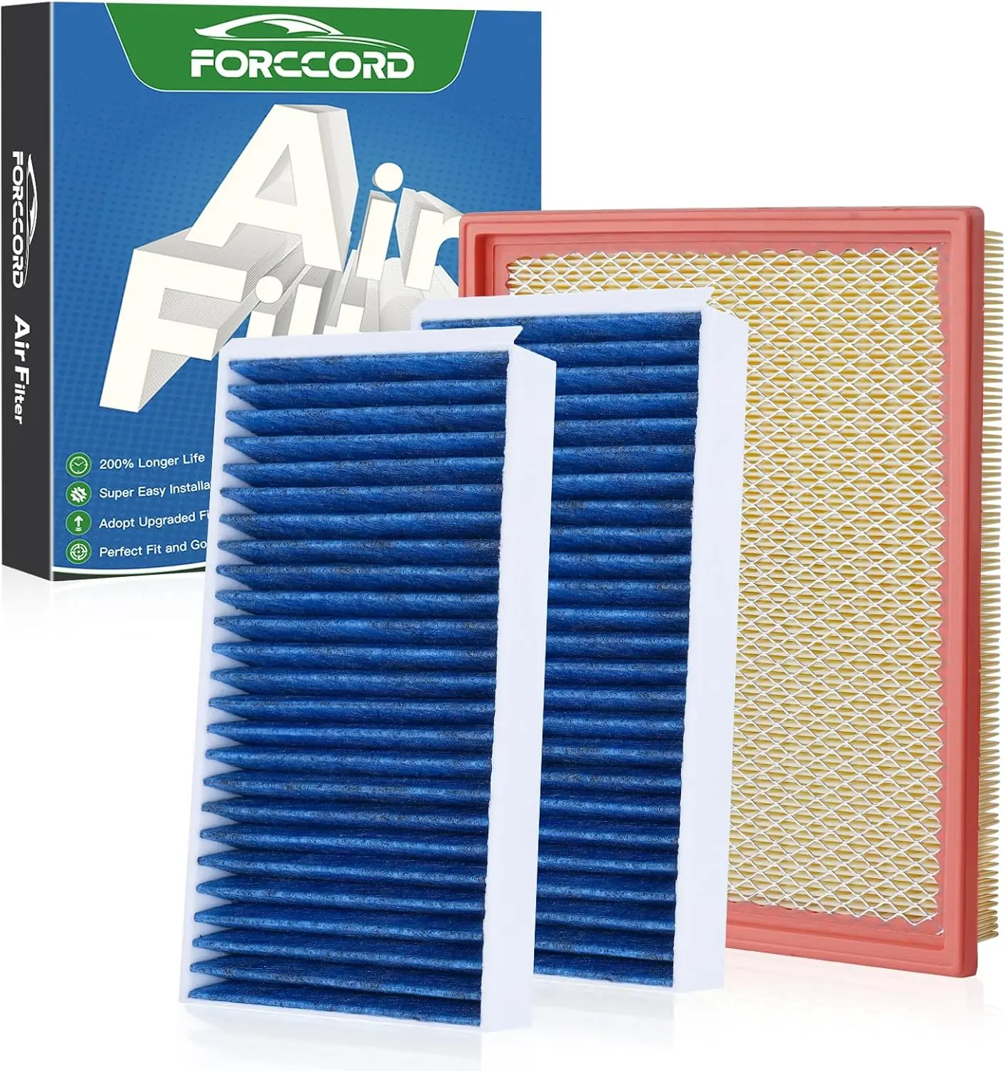 FORCCORD Engine Air Filter + 2-Pack Cabin Filter Set for Nissan NV1500 NV2500 NV3500, Nissan Frontier Xterra Pathfinder, Suzuki Equator | Direct Replacement for CA7440 & CF10553 | Premium Automotive Filter Combo Kit