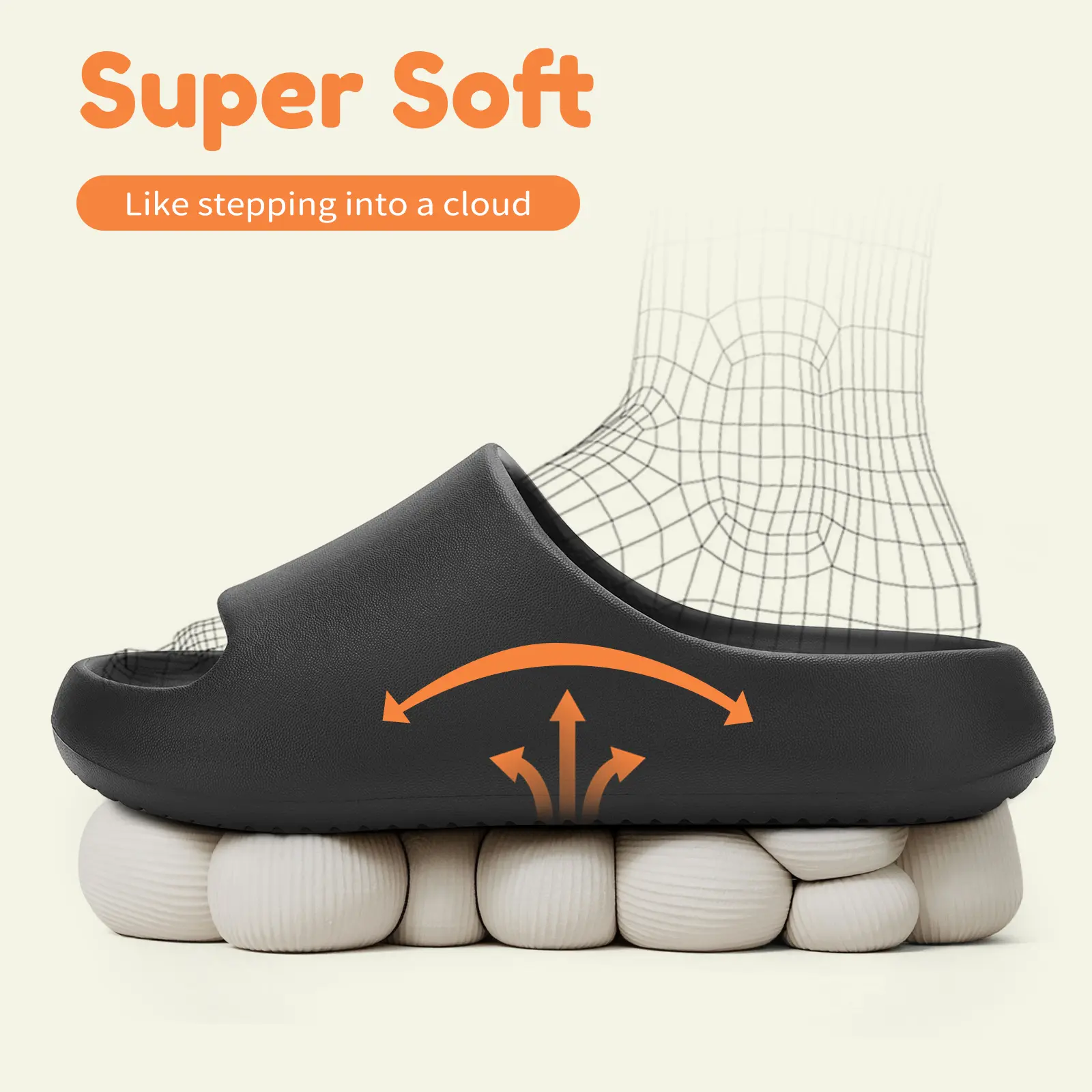 Kids' Pillow Slides, Solid Synthetic EVA Slip On Open Toe Shoes with a Lightweight Non-Slip Thick Sole Cushion for Pool & Beach, Lightweight Slippers, Soft Cushioned Slippers, Light Eva, Cushioned Footbed