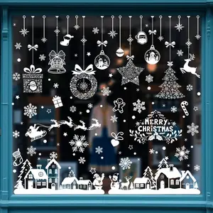 9 pieces/set of new Christmas decorations, snow house pendant static stickers, scene decoration, glass doors, window displays, wall stickers