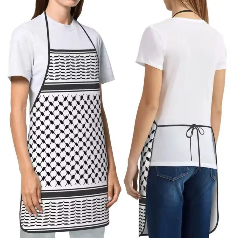 Palestinian Kufiya Pattern Design Original Keffiyeh Black And White Keffiyeh Chef Bib Kitchen Apron for Cooking