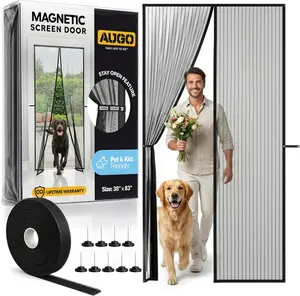 AUGO Magnetic Screen Door - 38 in x 83 in, Self-Sealing, Heavy-Duty, Hands-Free Mesh Partition, Bug-Proof, Pet-Friendly, Patent-Pending Keep-Open Feature