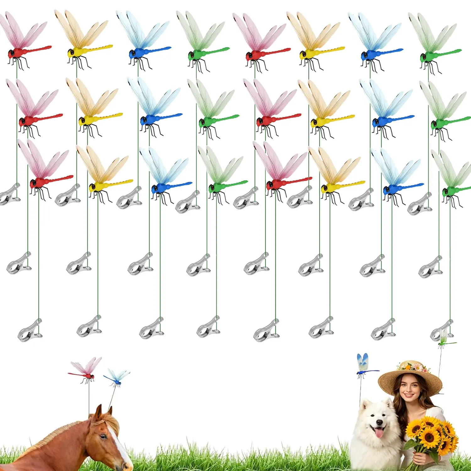 12/24 pcs Outdoor Fake Dragonfly Rod-Clip,Garden Metal bug repellent,3D Dragonfly Garden Decoration,Natural Organic Concept,Garden Bird and Fly Interfere Devices for Indoor and Garden,Creative Home Accessories Decorative Design Wall Decor