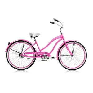 Micargi  26 in. Rover Womens GX Beach Cruiser Bicycle- Pink & Pink Rim