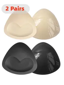 1/2 Pairs Women's Reusable Soft Invisible Bra Inserts Anti Convex Chest Enhancer Pads With Lift Cup, Comfortable Fit Skin Nipple Covers, Reusable High Quality Push Up No Slip, Versatile Use Suitable For Bikini, Lingerie & Beach Wear