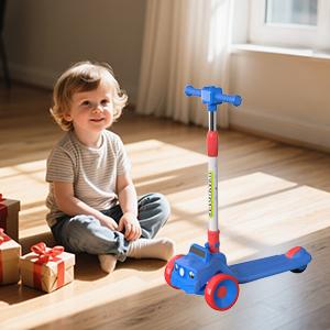 WINHOPE Car-Style Kids Scooter (3-8Y) | 4-Level Adjustable + 3-Second Fold | Colorful Light Wheels！