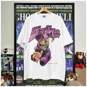 JOJO’s Higashikata Josuke Vintage Graphic Print Men's Round Neck Tee, Casual Short Sleeve T-shirt for Summer, Fashion Men's Top for Daily Wear