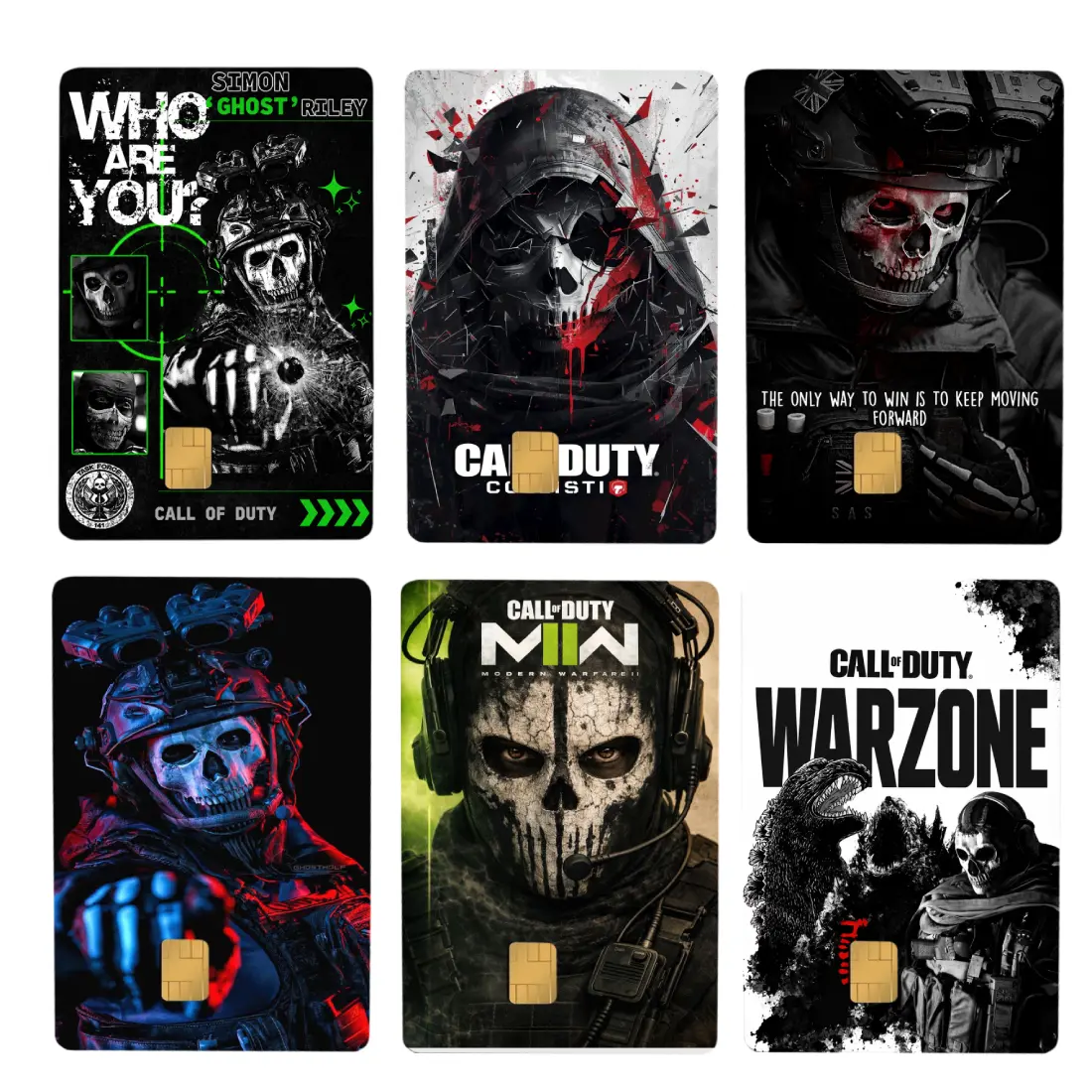 Call of Duty Ghosts Credit Card Sticker | Custom Military Skull Glitter Matte Vinyl Decal | FPS Gamers Scratch Guard with Standard Chip, DIY Scrapbooking Gift for Collectors