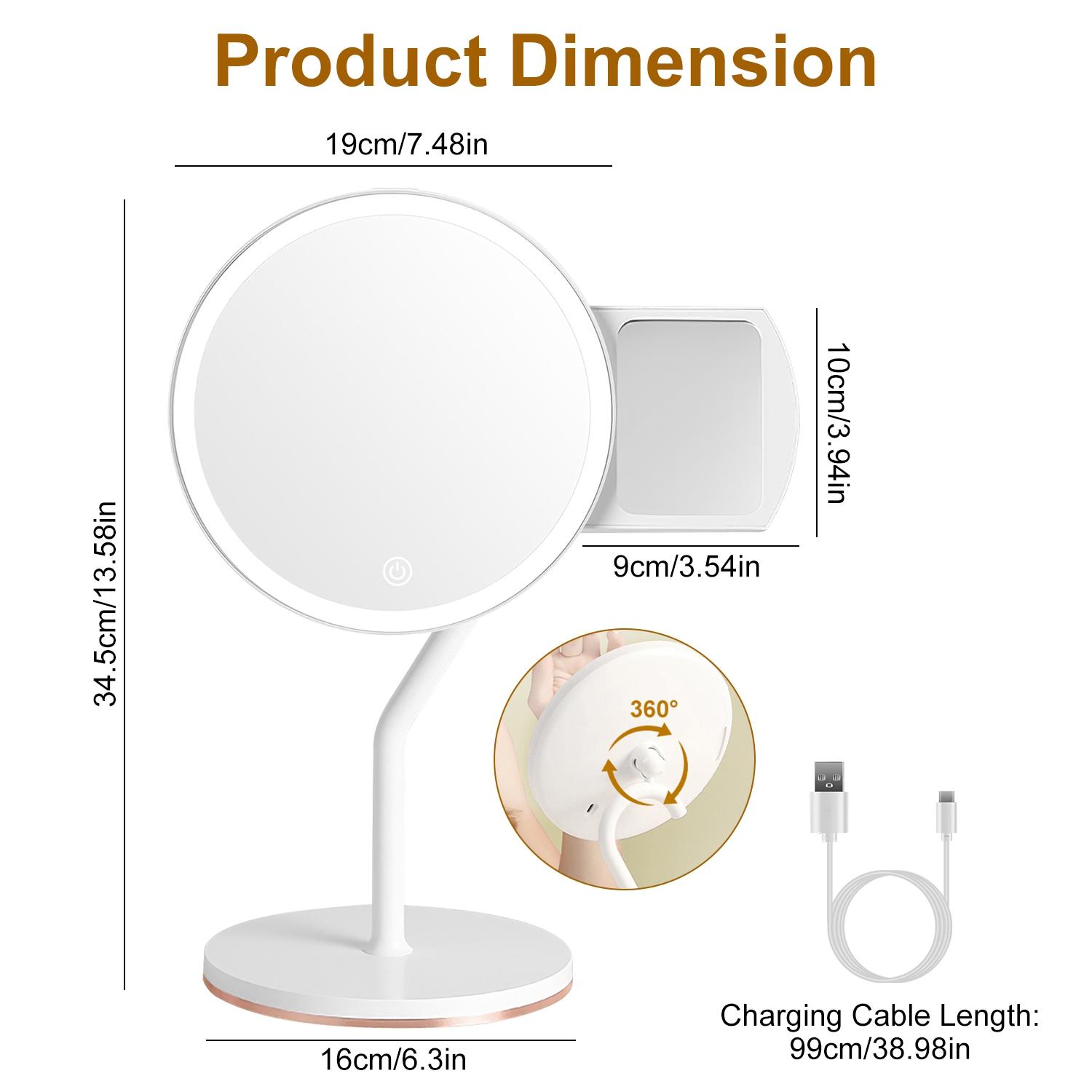 7.48In 5X Magnifying Lighted Makeup Mirror Dimmable Magnification Mirror With Lights Lighted Vanity Mirror with 3 Light Colors