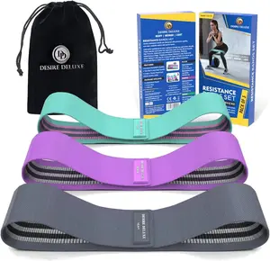 Resistance Bands Set 3 Pack by Desire Deluxe – Fabric Non-Slip Workout Bands for Strength Training, Home Gym & Physical Therapy