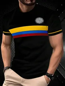 Men's Columbia Football Jersey, Sport Casual T-Shirt, Outdoor Training Multifunctional Top, Fitted Short Sleeve, All Seasons, Workout Top