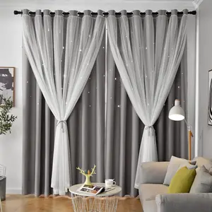 Star Pattern Curtain, 1 Count Modern Simple Blackout Curtain, Window Drapes for Home Living Room Bedroom, Home Decor, Home Decoration Curtain