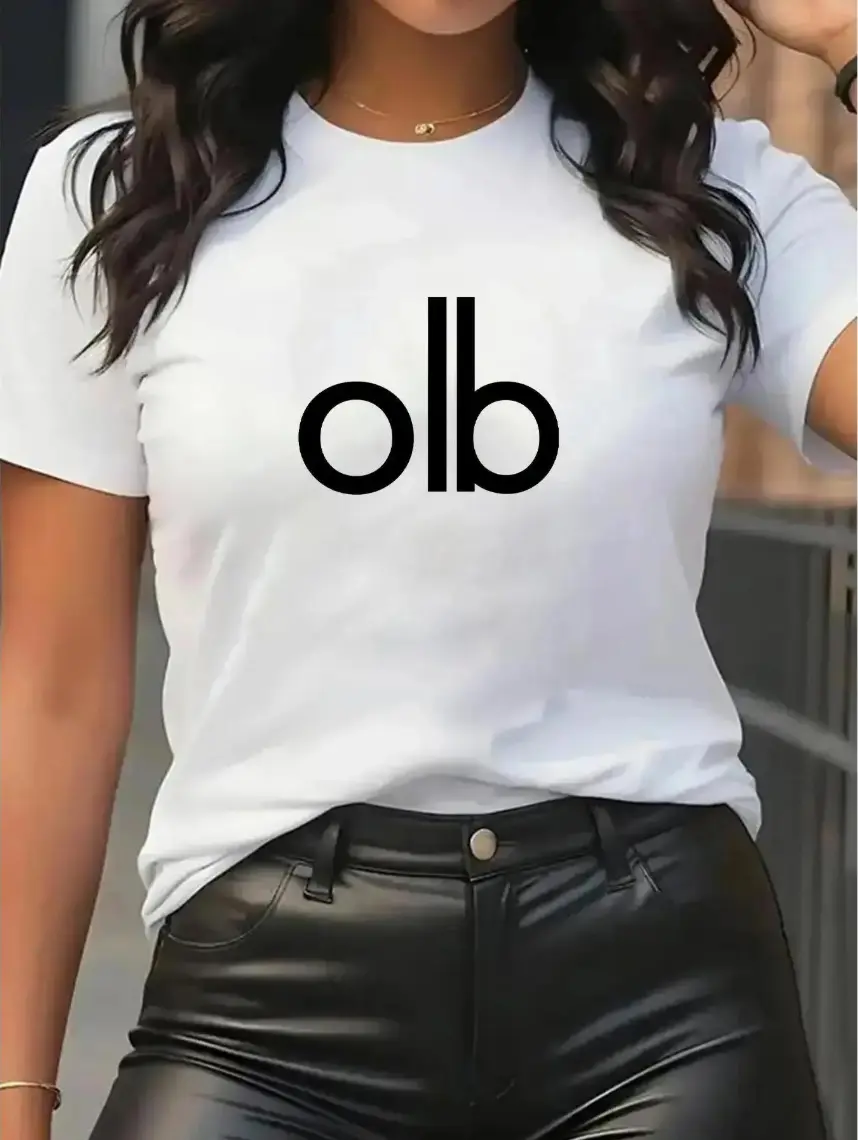 Women's Summer Casual Printed T-Shirt, Fitted Knit Fabric, Moderate Thickness, Plain Pattern, No Sensitive Goods Type