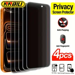 4Pcs Complete Coverage Tempered Glass Screen Protectors Designed For Various For  17 16 15 14 13 12 11Pro MAX Phone