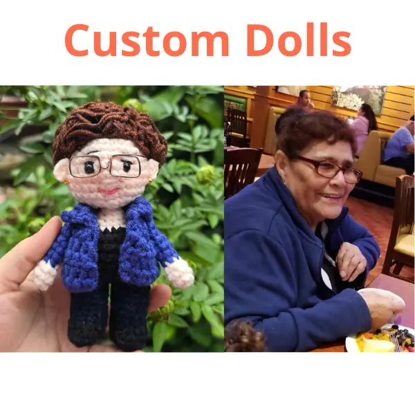 Custom Crochet Doll, Custom Stuffed doll, Mini Look alike Doll, Personalized Gifts, crochet memory doll, Christmas Gifts, Crochet Doll, Gift for Grandmom/Granddad/Mom/Dad