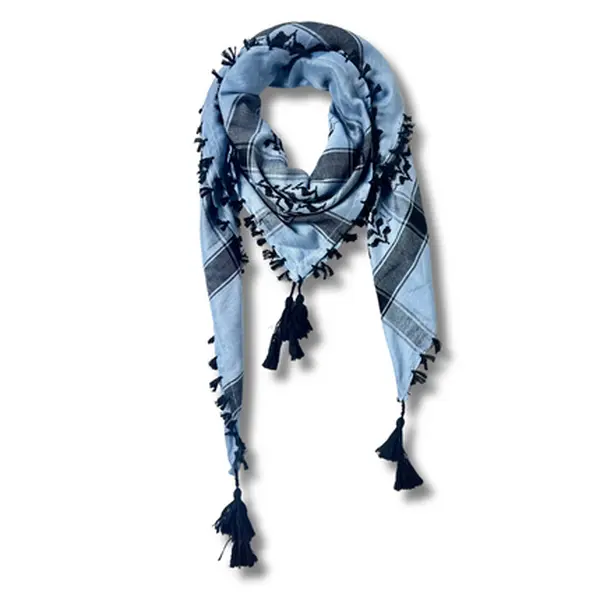 Colorful Authentic Kuffiyeh with Sharshoba Palestinian Elegance Cotton habibiheadscarf