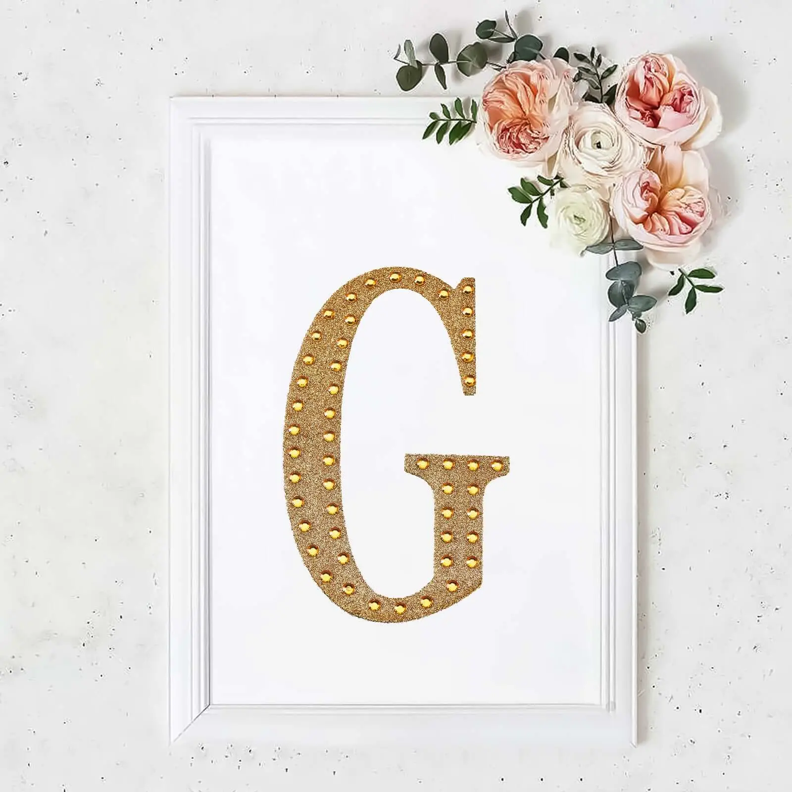 8" Gold Decorative Rhinestone Alphabet "G" Letter Stickers, Glitter Adhesive Decorative Decal, DIY Scrapbooking Craft Embellishments, Gold Stickers