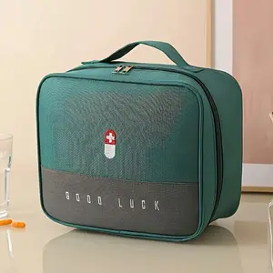 1pc Portable First Aid Kit Car Outdoor Emergency Bag Travel Medicine Storage Bag Student Dorm Small Pill Case