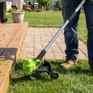 Garvee Battery-Powered 20V String Trimmer & Edger – 12-Inch Lawn Weed Wacker with 2 x 2.0Ah Batteries, Fast Charger, Adjustable Height, Collapsible Shaft, 8 Spool Lines & Wheels – For Garden & Yard Maintenance