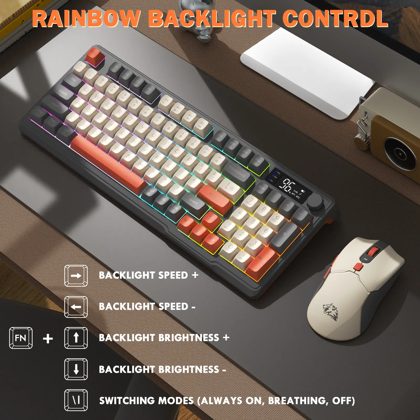 ZIYOU LANG T96 Wireless Gaming Keyboard and Mouse Combo,Dual