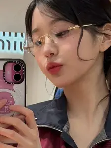 Fashion Simple Artistic Lazy Style Frameless Metal Glasses, Casual Plain Design, Zinc Alloy Material, All Seasons Wear, Decorative Lenses