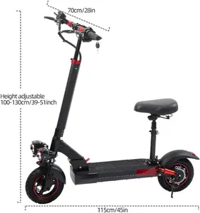 DT-007 800W Electric Scooter for Adults, 10" Off-Road Tires, Rear-Wheel Drive, 48V 15Ah Battery, 45-50KM/H Speed, 40-45KM Range, Foldable Aluminum Frame