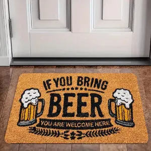 A Beer Enthusiast'S Welcome Mat for Outdoor Use, Made of Thick Flannel Material with a Sponge. This Beer-Themed Mat Features Craft Beer Culture, a Beer Mug Pattern, Humorous Welcome Messages