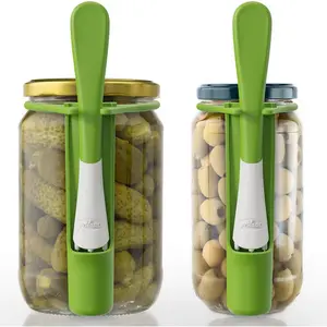 2 Pack Pickle Fork Pickle Grabber Tool-Pickle Picker for the jar, Kitchen Gadgets Pickle Gifts Suitable for Olives Green Silicone Utensils