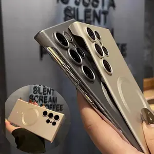 Ultra Thin Borderless Case For Samsung S24 Ultra Wireless Charging Magsafe Cover For Samsung Galaxy S23 25 Ultra Hard Slim Cases