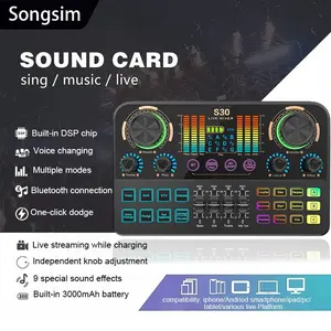 S30 Audio Mixer, Podcast Mixing Console, Supports XLR/48v Phantom Power Interface, High-Quality Audio Recording & Output