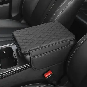 Multifunctional Car Center Console Armrest Pad, PU Leather Car Armrest Box Pad with Side Storage Pocket, Universal Car Accessories for Stowing & Tidying, Car Organizer for Console