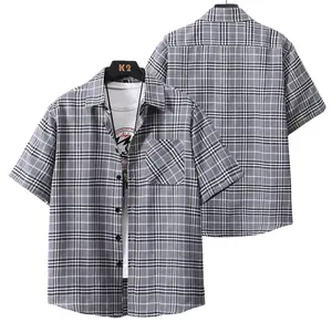 Men's Casual Plaid Turn-Down Collar Buttoned Short Sleeve Shirt with Pocket on Front Suitable for Summer Wear SpringStatements