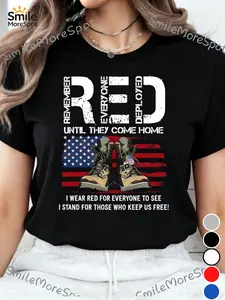 On Friday We Wear Red T-Shirt: US Veteran Remember Everyone Deployed Shirt 100% Regular Fit American Flag Us Veteran Tee, American Flag Military Sweatshirt, on Friday We Wear Red Shirt on Friday We Wear Red Shirt