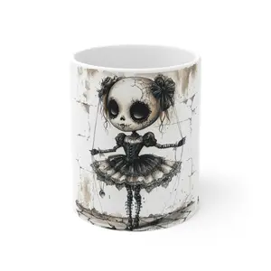Gothic Art Mug, Spooky Gift, Coffee Cup, Creepy Decor, Halloween Kitchenware