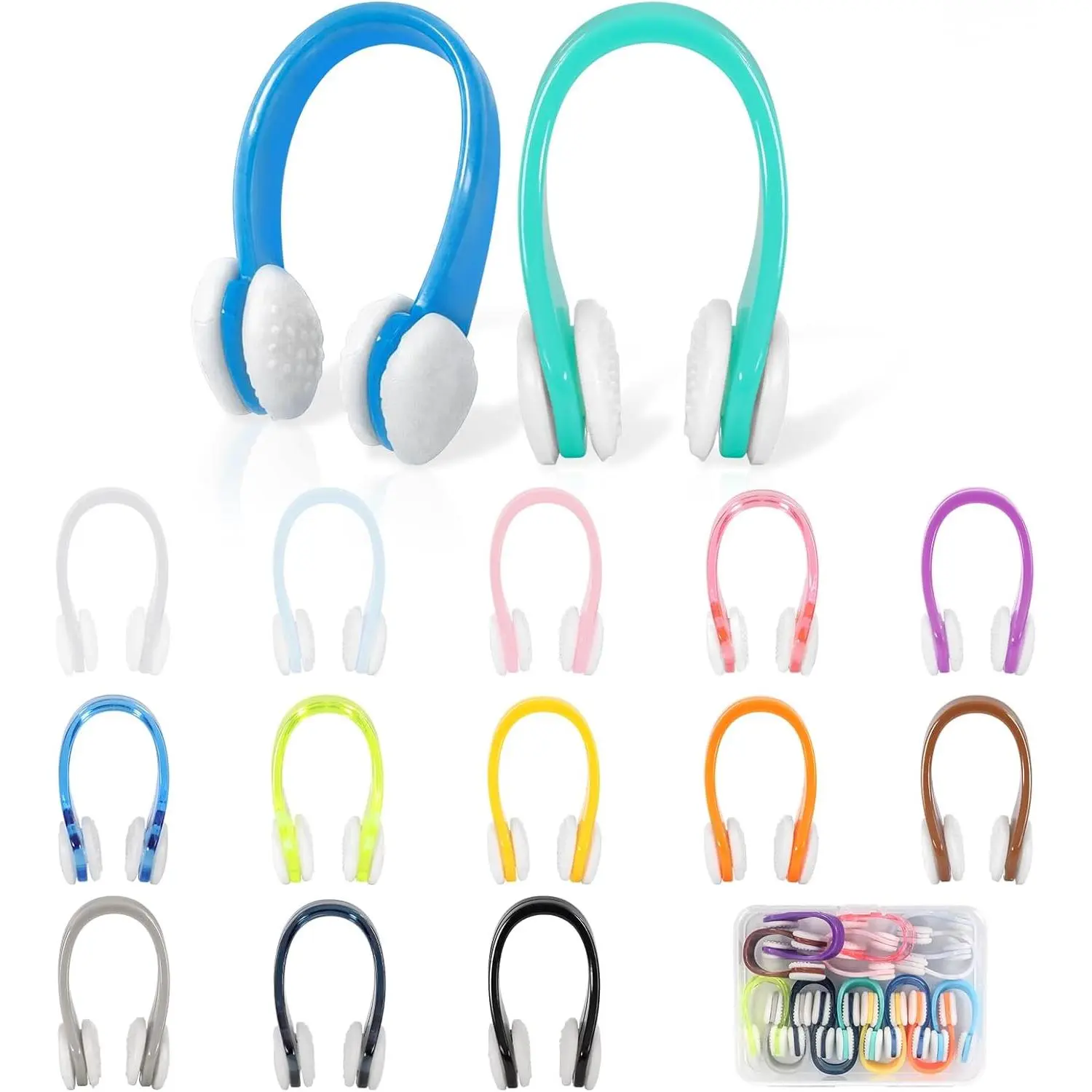 15Pcs High-Elasticity Soft Silicone Swimming Nose Clips - Waterproof, Bright, Comfortable Snug-Fit Nose Plugs with PC Plastic Components for 7+ Years Old Users, Adults