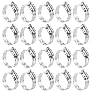 20 Pack Stainless Steel Hose Clamp Adjustable 7/8'' - 1-1/2'' (21-38mm) Worm Gear Hose Clamp, Metal  Line Pipe Clamp for Plumbing, Automotive And Mechanical Application