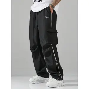 Techwear Cargo Pants | "Power" Embroidered Streetwear Wide-Leg Bottoms