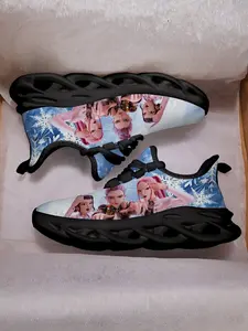 Kids KPop Demon Hunters Commuter School Sports Shoes, Breathable Mesh Bottom Ice Blue Snowflake Print, Eva Soft Sole Comfort