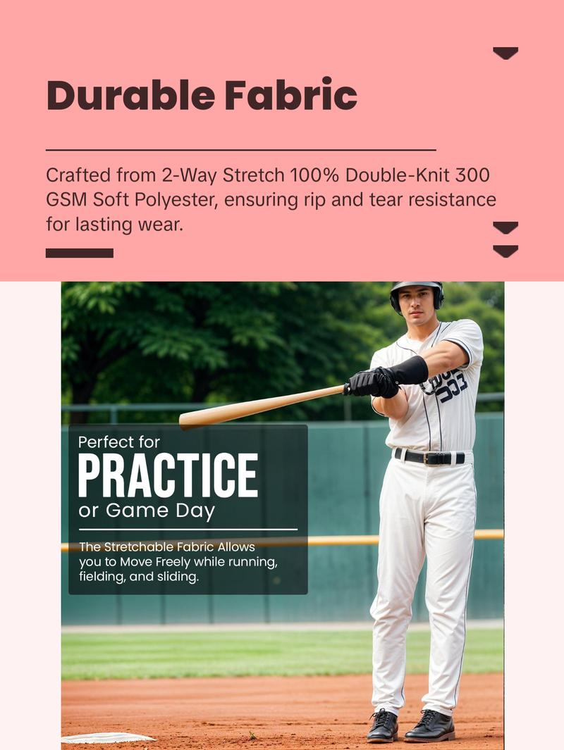 Exxact Sports Homerun Mens Baseball Pants - Full Length Baseball Pants Mens with Piping, Semi-Relaxed Open Bottom Pants (Gray / Navy Piping)