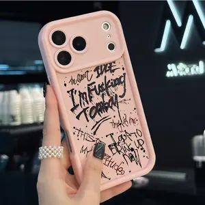 Graffiti Text Case for iPhone 17 Air 16 16e 15 14 13 12 11 Pro Max Plus X XS Full Coverage Anti-Fingerprint Rugged Phone Cover Red StrawberryChristmas Design