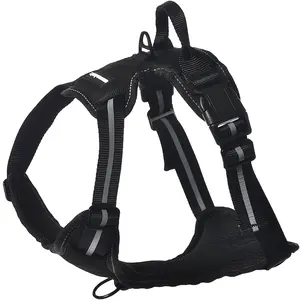 No-Pull Adjustable Soft Padded Dog Vest Harness With Reflective Stripes, Black, Small