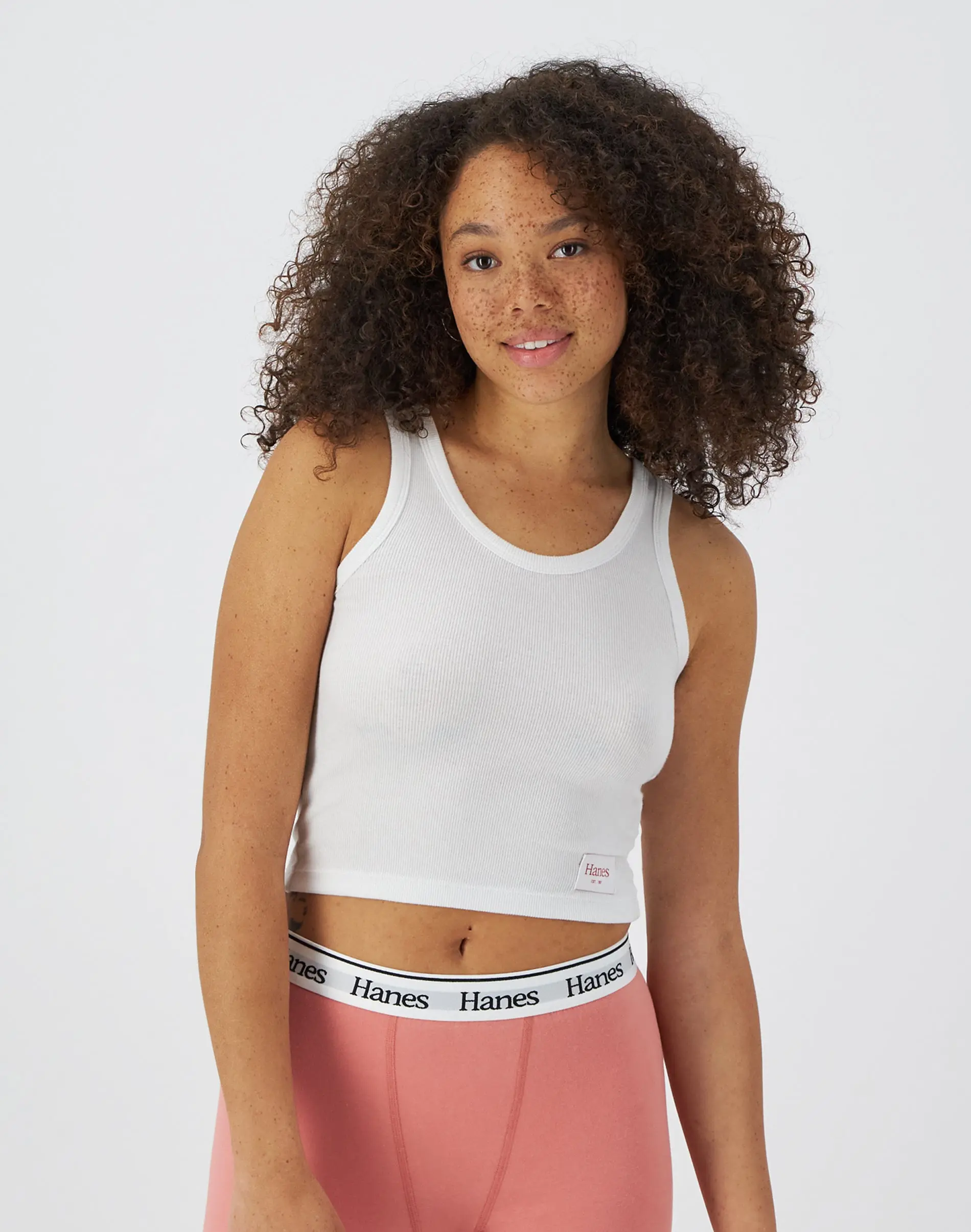 Hanes Originals Comfywear Women's Rib Crop Tank Camisole Soft Stretch Fabric Breathable Cropped Design for Everyday Wear & Loungewear Hlw001