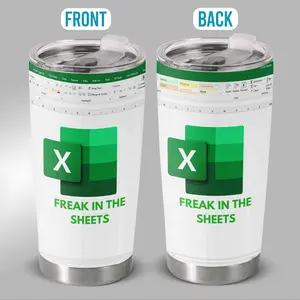 20oz Funny Accountant Gift Tumbler - "Freak In The Sheets" Spreadsheet Meme / Office Humor Travel Mug for CPA